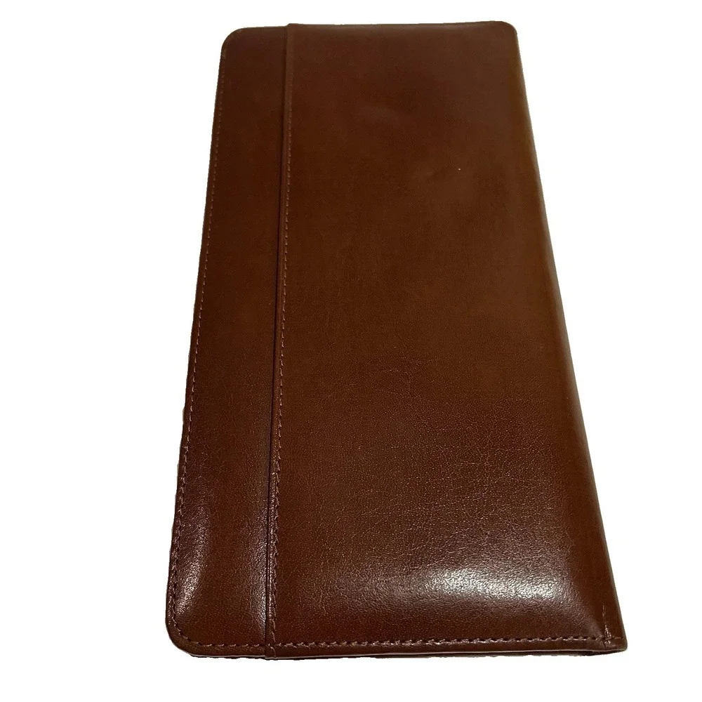 Barrington Brown Leather ID Passport Travel Wallet Pen Ticket Organizer Bifold
